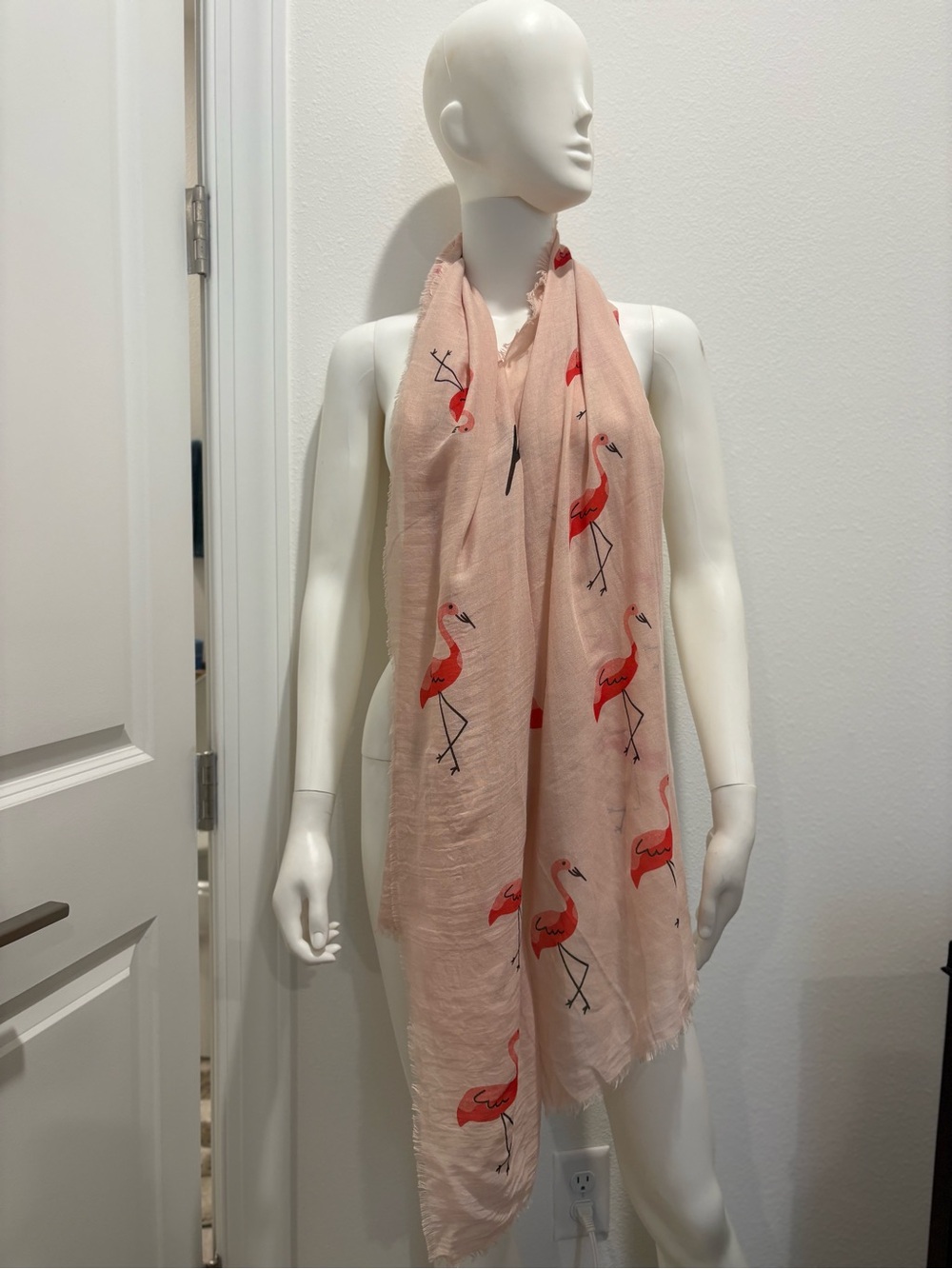 Light Pink Flamingo Print Wrap Scarf - Women's Accessory
